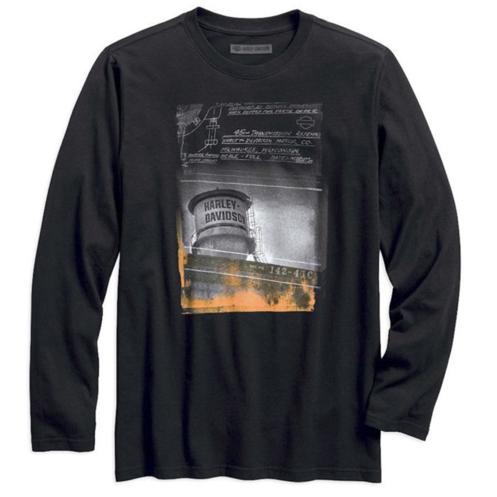 Harley-Davidson Men's Water Tower Graphic Long Sleeve Slim Fit T-Shirt - L